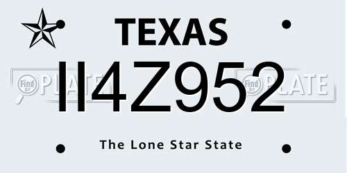 II4Z952 Texas License Plate