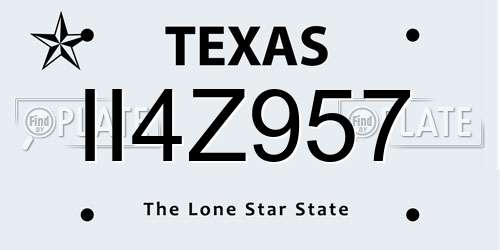 II4Z957 Texas License Plate