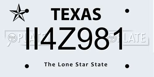 II4Z981 Texas License Plate