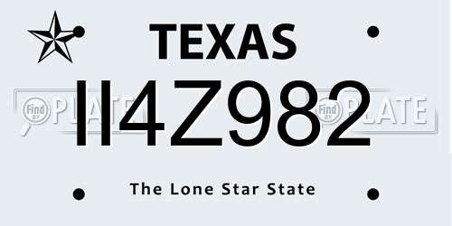II4Z982 Texas License Plate
