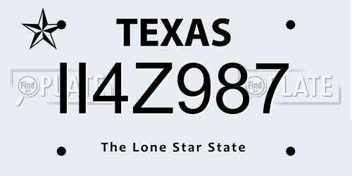 II4Z987 Texas License Plate