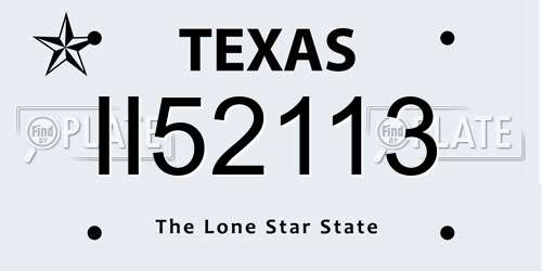 II52113 Texas License Plate