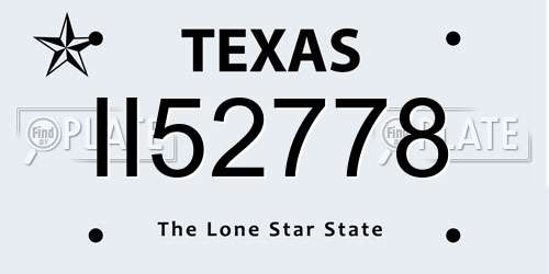 II52778 Texas License Plate
