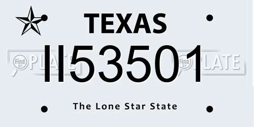 II53501 Texas License Plate