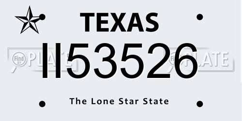 II53526 Texas License Plate
