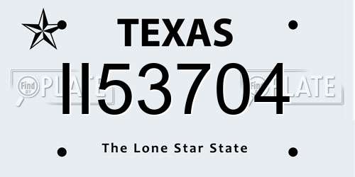 II53704 Texas License Plate