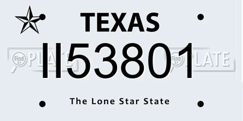 II53801 Texas License Plate