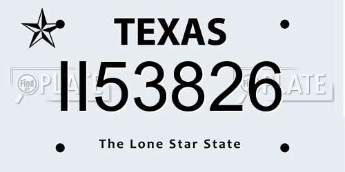 II53826 Texas License Plate