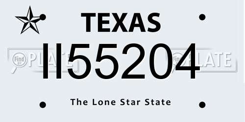 II55204 Texas License Plate