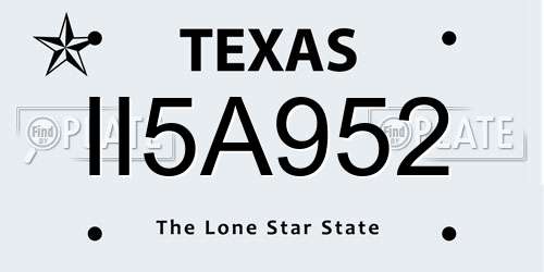 II5A952 Texas License Plate