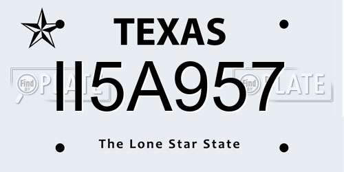 II5A957 Texas License Plate