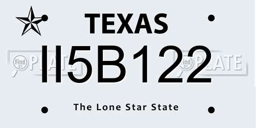 II5B122 Texas License Plate