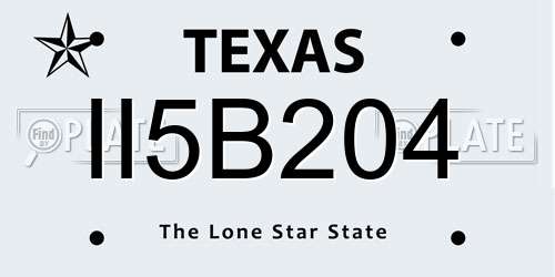 II5B204 Texas License Plate