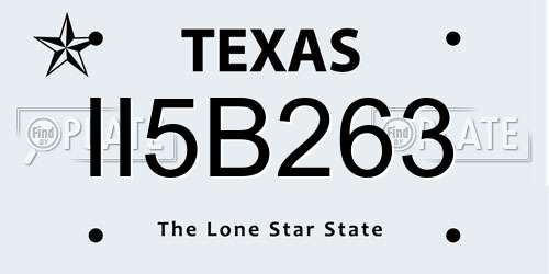 II5B263 Texas License Plate