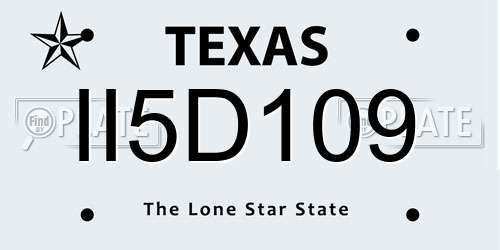 II5D109 Texas License Plate