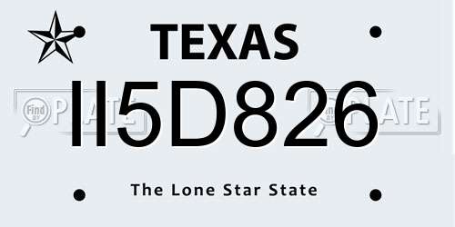 II5D826 Texas License Plate