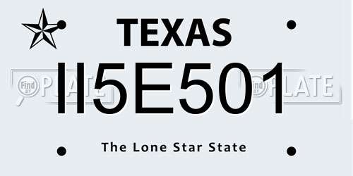 II5E501 Texas License Plate