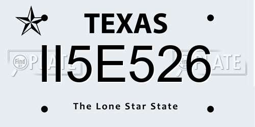 II5E526 Texas License Plate