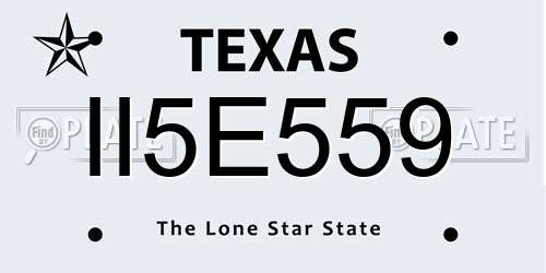 II5E559 Texas License Plate