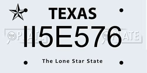 II5E576 Texas License Plate