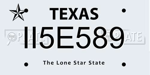 II5E589 Texas License Plate