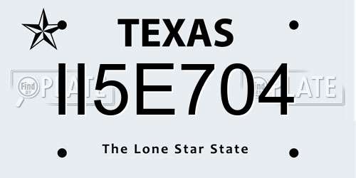 II5E704 Texas License Plate