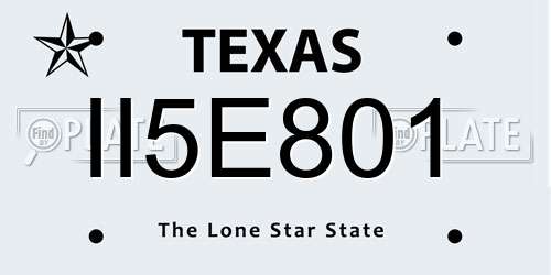 II5E801 Texas License Plate