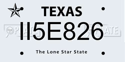 II5E826 Texas License Plate