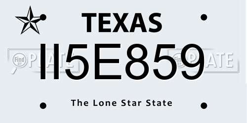 II5E859 Texas License Plate