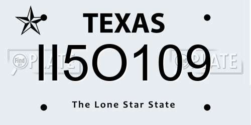 II5O109 Texas License Plate