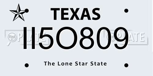 II5O809 Texas License Plate