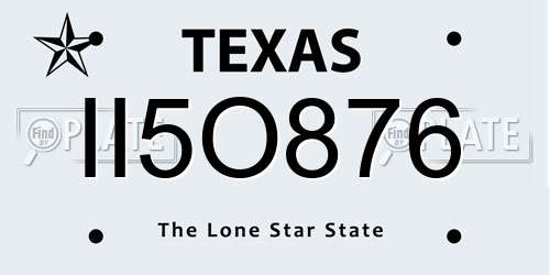 II5O876 Texas License Plate