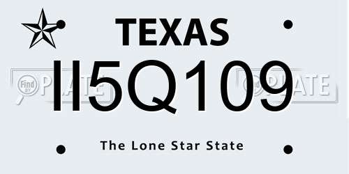 II5Q109 Texas License Plate