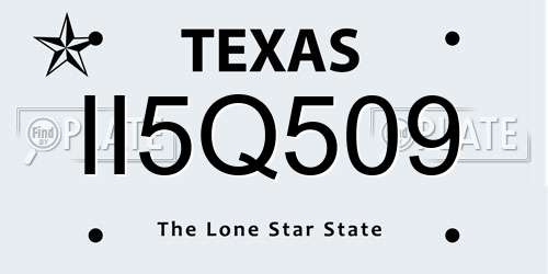 II5Q509 Texas License Plate