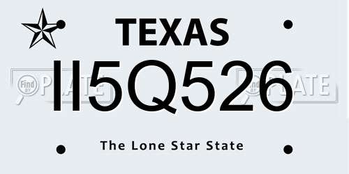 II5Q526 Texas License Plate