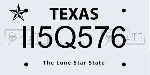 II5Q576 Texas License Plate