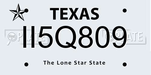 II5Q809 Texas License Plate