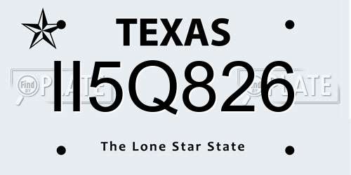 II5Q826 Texas License Plate