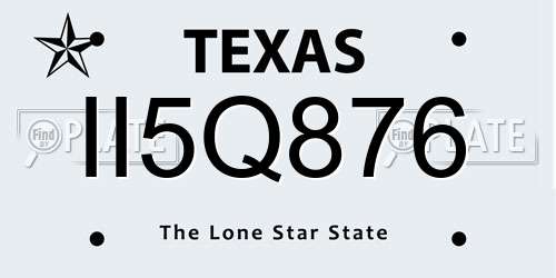 II5Q876 Texas License Plate