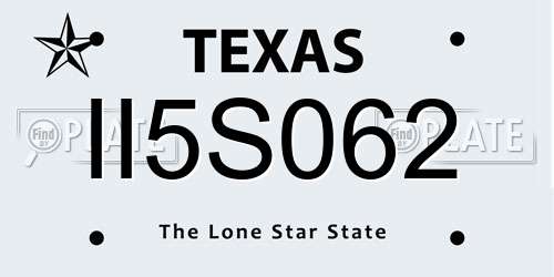 II5S062 Texas License Plate