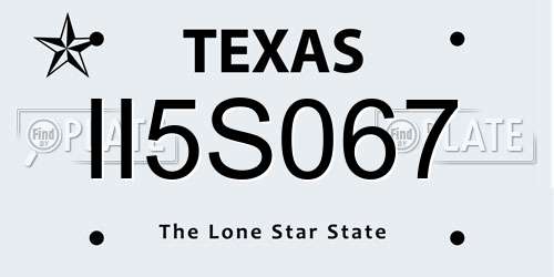 II5S067 Texas License Plate