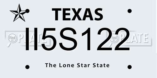 II5S122 Texas License Plate