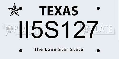 II5S127 Texas License Plate