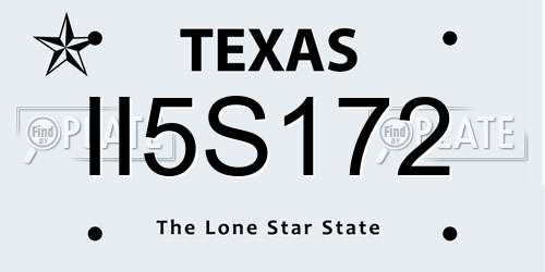 II5S172 Texas License Plate