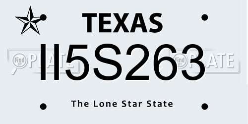 II5S263 Texas License Plate