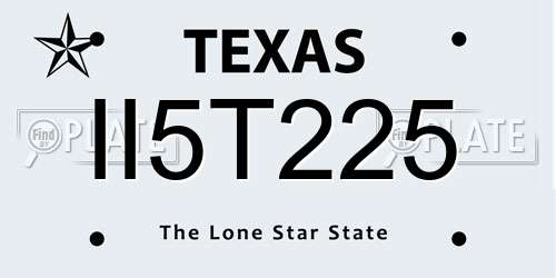 II5T225 Texas License Plate