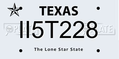 II5T228 Texas License Plate