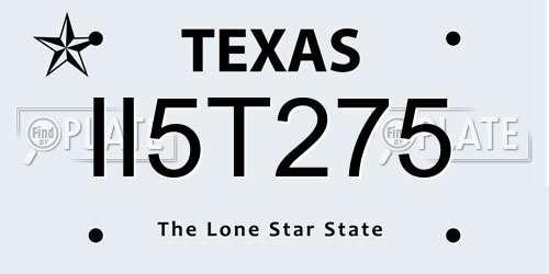 II5T275 Texas License Plate