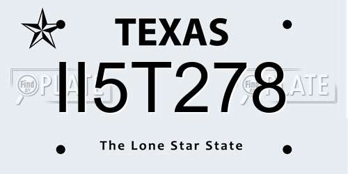II5T278 Texas License Plate