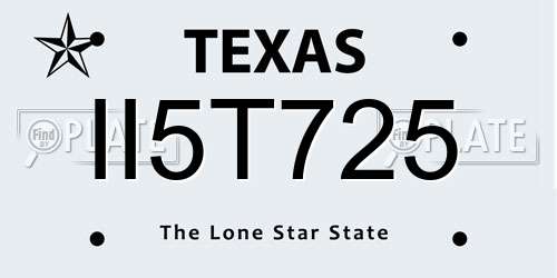 II5T725 Texas License Plate